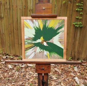 Color splash acrylic wood painting - Hello Spring